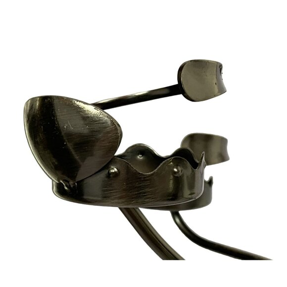 Candelabra Modernist Artsy Pewter Finish Spoon Fork Candle Holder Flatware Art - Picture 7 of 14